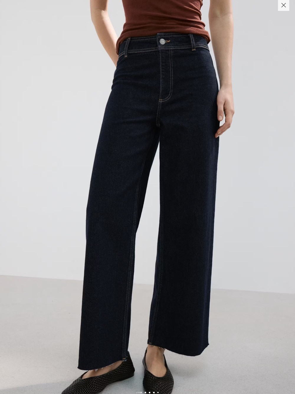 Mango Wide-Leg High-Rise Jeans - Dark Indigo